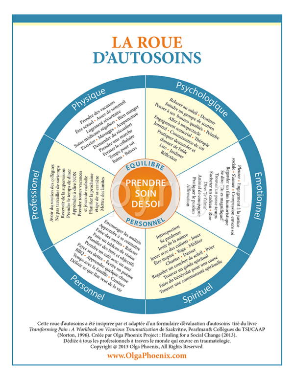 Self Care Wheel in French La Roue D'Autosoins