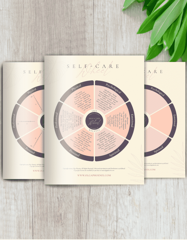 Self-Care Wheel, Self-Care Wheel Assessment, New Create-Your-Own Self-Care Wheel tools in Morning Rose Blush